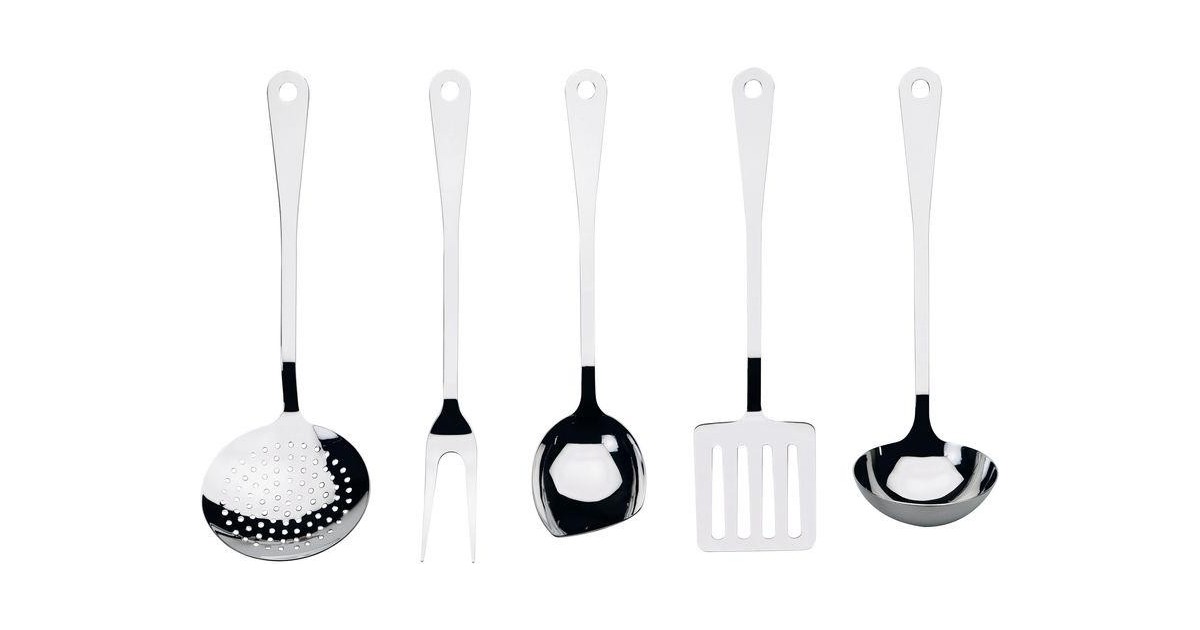 SET 5 PZ UTENSILI DA CUCINA IN ACCIAIO LUCIDO ALESSI