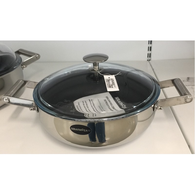 VICKERS TEGAME Ø CM. 24 IN ACCIAIO INOX CON COPERCHIO IN VETRO PYREX ZANI