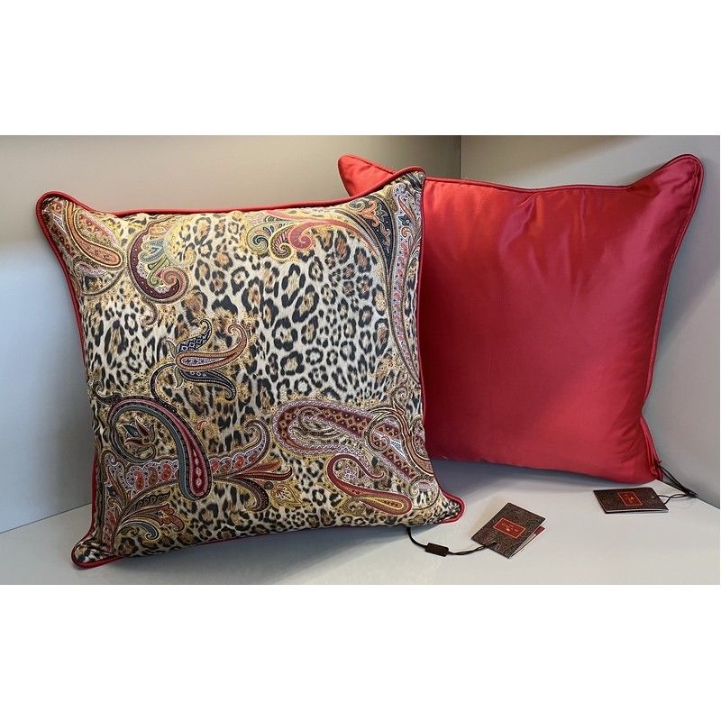 CUSCINO CON TUBOLARE 45X45 CM. 100% COTONE ANIMALIER ETRO