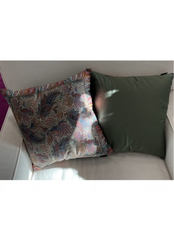 ETRO HOME ACCESSORY CUSCINO RICAMATO CON TUBOLARE Verde